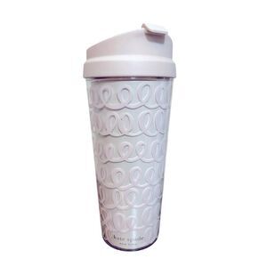 Kate Spade Pink Heart Knot Insulated 16oz Tumbler Cup BPA Free